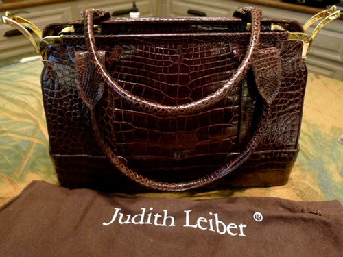 Estate Judith Leiber Chocolate Brown Alligator Handbag