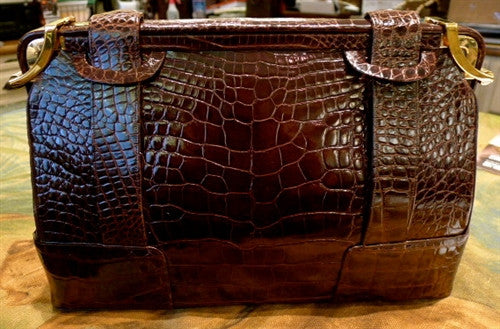 Estate Judith Leiber Chocolate Brown Alligator Handbag