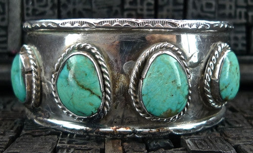 Southwestern  Sterling Silver and Turquoise Cuff Bracelet