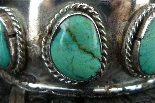 Southwestern  Sterling Silver and Turquoise Cuff Bracelet