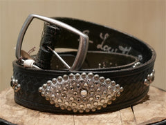 B-Low The Belt Silver Studded Black Belt