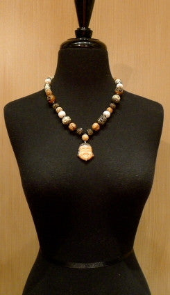 Roni Blanshay Happy Buddha Bone and Crystal Necklace