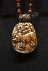 Roni Blanshay Tibetan Agate Pendant and Crystal Encrusted Bead Necklace