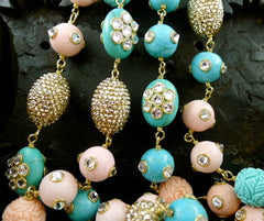 Roni Blanshay Turquoise and Coral Bead Necklace