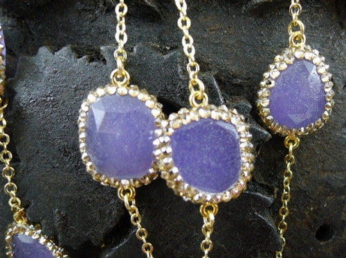 Roni Blanshay Lavender Crystal Slice Necklace