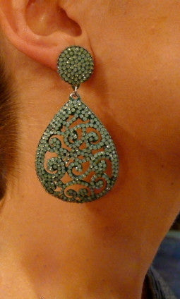 Roni Blanshay Lilac Lace Crystal Earrings