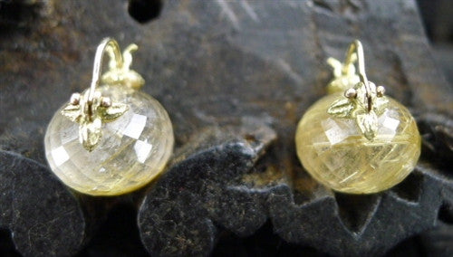 Gabrielle Sanchez Rutilated Quartz Flyer Earrings in 18K Yellow Gold