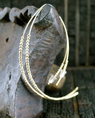 Mizuki 14K Yellow Gold Marquise Hoop Earrings with Laser Cut Beads