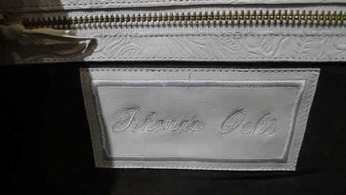 Rhonda Ochs Hand-Tooled Clutch Handbag in White