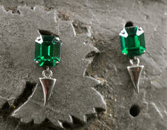 Michael Spirito Jewelry Emerald Stud with Tooth Earrings