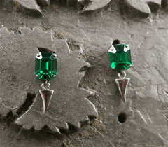 Michael Spirito Jewelry Emerald Stud with Tooth Earrings