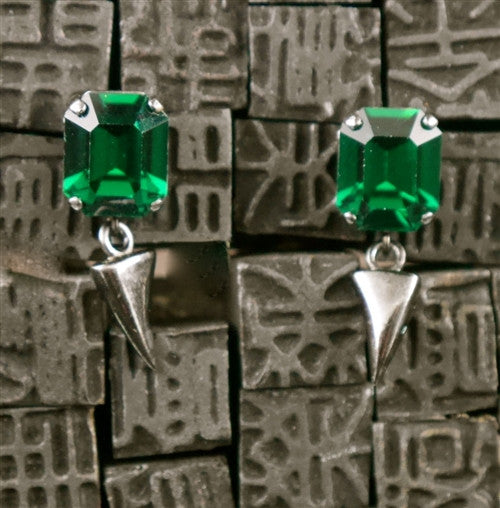 Michael Spirito Jewelry Emerald Stud with Tooth Earrings