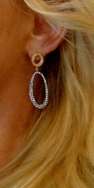 Jardin/Kenneth Jay Lane Pave Elongated Oblong Earrings