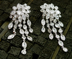 Jardin/Kenneth Jay Lane Cascading Marquis Diamond Chandelier CZ Earrings