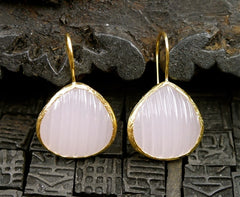 Coralia Leets Fluted Rose Quartz Teardrop Earrings