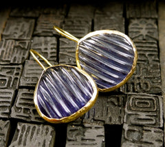 Coralia Leets Melon Cut Iolite Drop Earrings