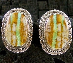 Pawn Native American Earrings - Turquoise in Sterling