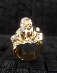 Lucifer Vir Honestus Diamond Frog Ring in 18K Yellow Gold