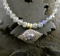 Catherine Michiels 14K Yellow Gold, Labradorite, Sapphire and Diamond Evil Eye Necklace