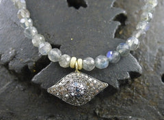 Catherine Michiels 14K Yellow Gold, Labradorite, Sapphire and Diamond Evil Eye Necklace