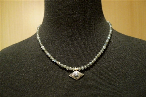 Catherine Michiels 14K Yellow Gold, Labradorite, Sapphire and Diamond Evil Eye Necklace