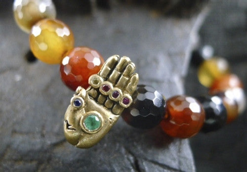 Catherine Michiels Buddha's Hand Bracelet with Emerald
