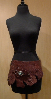 Divine Tribe Ostrich Belt with Sterling Silver, Turquoise, and Coral Buckle