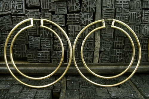 Jack Vartanian 18K Yellow Gold Art Deco Hoop Earrings