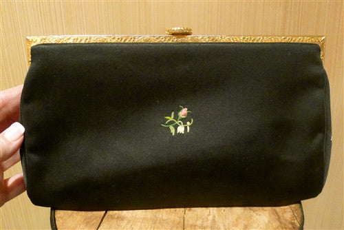 Vintage French Crewel Evening Bag - Paris