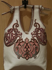 Buba White with Pink Embroidered Handbag