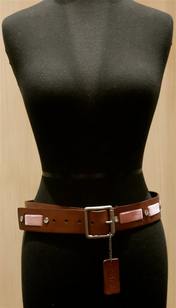 Linea Pelle Brown Belt with Pink Velvet Ribbon and Crystals