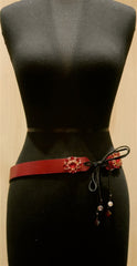 Rachel Abroms Red Jeweled Tie Belt