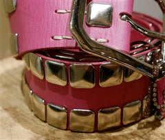 Linea Pelle Pink Leather Heavily Studded Belt