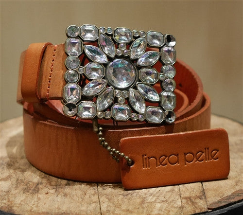 Linea Pelle Jeweled Buckle and Orange Belt