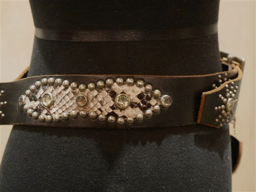 Hollywood Trading Company Jewel Stud Brown Belt