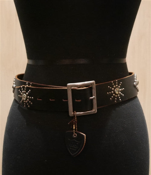 Hollywood Trading Company Jewel Stud Brown Belt