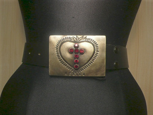 Virgins Saints and Angels Red Heart and Cross Buckle