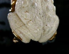 Lucifer Vir Honestus 18K Rose Gold, Diamond and Petrified Buffalo Bone Frog Ring