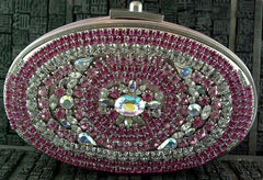MooRoo L'Opera Clutch in Pink and Clear Swarovski Crystals