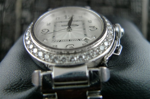 Cartier 18K White Gold Pasha Watch with Diamond Bezel