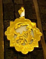 Russian 18K Yellow Gold and Diamond Micro Mosaic Pendant of Madonna and Child