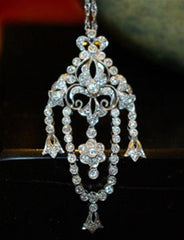 Estate Platinum and Diamond  Chandelier Style Pendant Necklace