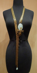 Iradj Moini Belt/Necklace in Gold Tone Chain with Citrine, Moonstone, and Smoky Topaz