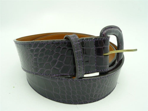 LAI Crocodile Skin Belt - Deep Purple