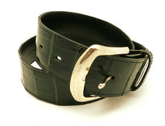 LAI Crocodile Belt in Dark Green with Brass Buckle