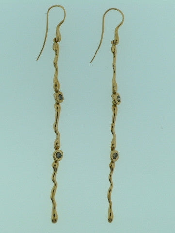 Lucifer Vir Honestus 18K Yellow Gold and Diamond Long Line Earrings