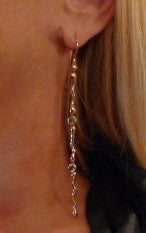 Lucifer Vir Honestus 18K Yellow Gold and Diamond Long Line Earrings