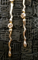 Lucifer Vir Honestus 18K Yellow Gold and Diamond Long Line Earrings