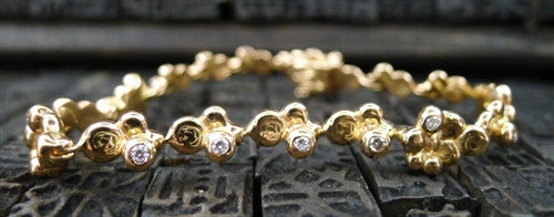 Lucifer Vir Honestus 18K Yellow Gold and Diamond Abstract Tennis Bracelet