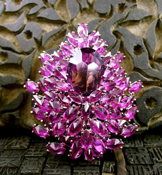 Jarin Kasi Pink Pear Shaped Crystal Brooch/Pin